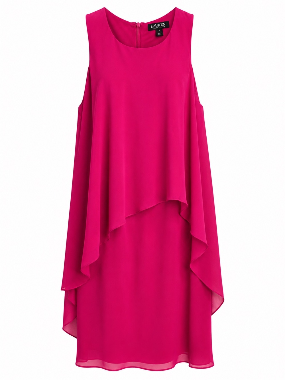 Black Label Ralph Lauren Pink Chiffon Overlay Sheath Dress Size 12